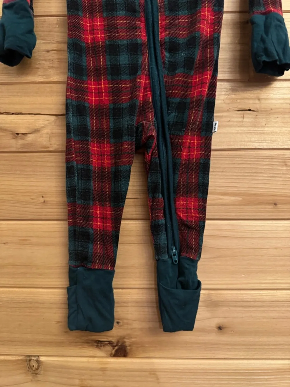PLAY CONDITION Little Sleepies 0-3 Months Bamboo Plaid Christmas Zippered Pajama
